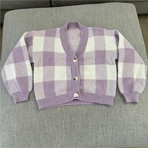 Plaid Purple and White Women's Sweater Size Medium